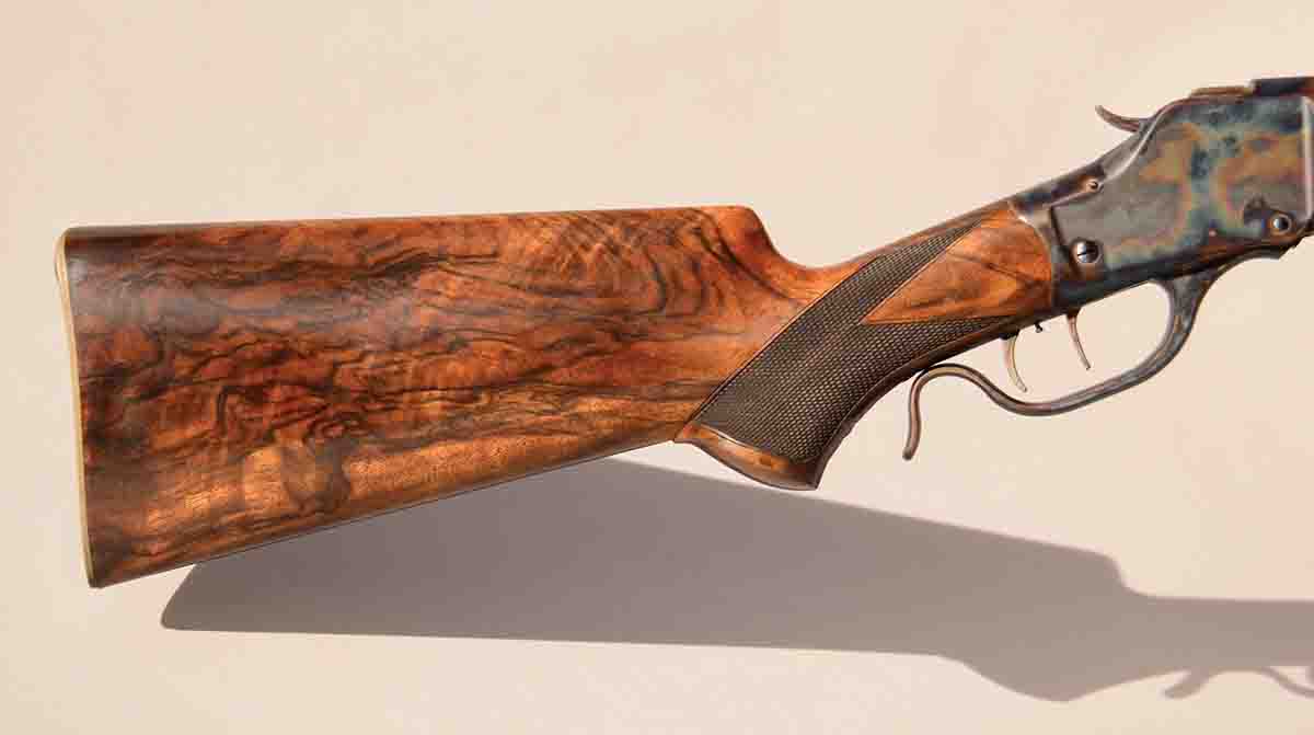 Winchester High Wall Rifle stocked with English Walnut by Wyoming Armory.